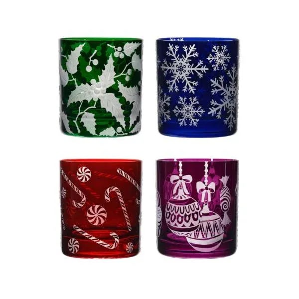 Artel ARTEL Holiday Collection Holly Double Old Fashioned Glass in British Racer Green - Set of 6 For Sale - Image 4 of 5