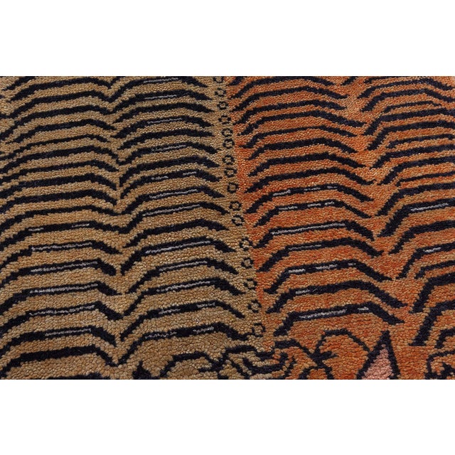 Modern Tiger Rug by Doris Leslie Blau Size: 2'0" × 3'0" (60 × 91 cm) Color: Black, Brown, Beige, Orange Exclusively...