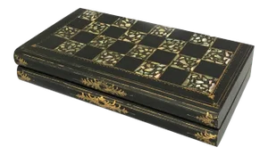 Victorian Papier Mache & Mother of Pearl Chess and Backgammon Games Box