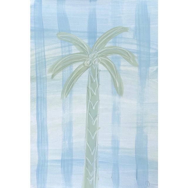 Abstract original palm tree painting unframed on watercolor paper measuring 8 inches x 11.5 inches by Charleston based...