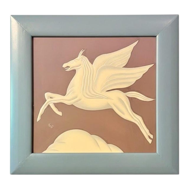 Mid 20th Century Original Gustave Kaitz Winged Pegasus Watercolor-Art Deco Painting-Framed-Signed For Sale