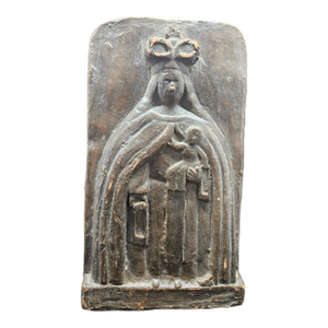 Mid Century Belgium Madonna and Child Ceramic Plaque Wall