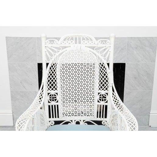 Vintage Wicker Arm Chair With Woven Star Motif For Sale - Image 10 of 13