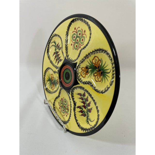 Yellow Vintage 1950s French Henriot Quimper Oyster Plate For Sale - Image 8 of 13