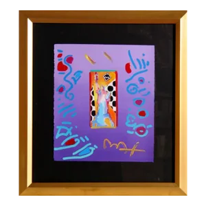 Statue of Liberty, Peter Max Acrylic and Collage Mixed Media on Paper, Signed