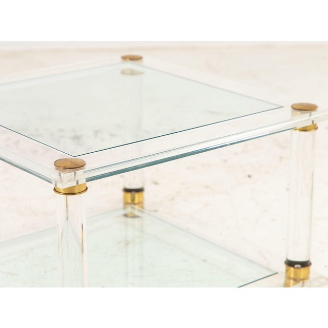 Lucite, Glass, and Brass Cocktail Table, 1970s For Sale - Image 4 of 8