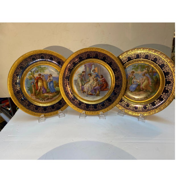 Porcelain Allegorical Scene Plates - Set of 12 For Sale - Image 10 of 13