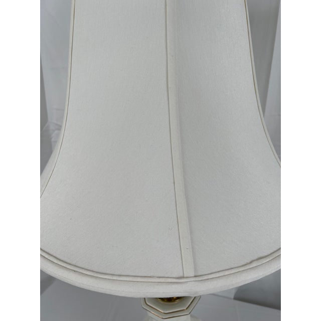 Vintage Tall Stiffel Brass & White Porcelain Lamp For Sale - Image 10 of 11