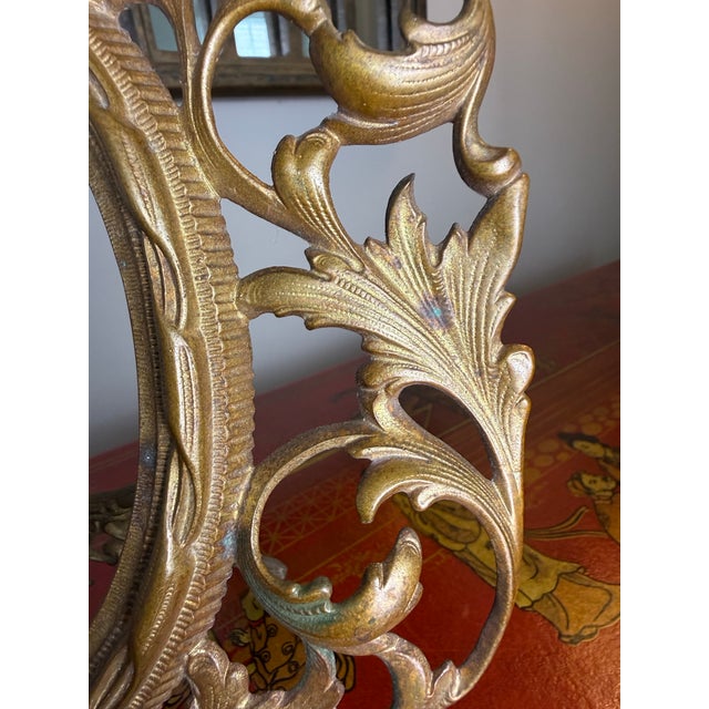 Victorian Pair of Antique Rococo Revival Brass Easel Frames Gilt Finish For Sale - Image 3 of 11