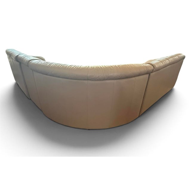 1990s Postmodern Soft Mauve Pink Leather Center Sectional Sofa Styled After Salotti for Natuzzi Wilma Sofa - 4 Piece For Sale - Image 9 of 12