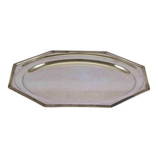 1970s Silver Octagonal Oval Platter With Gadroon Applied Border For Sale