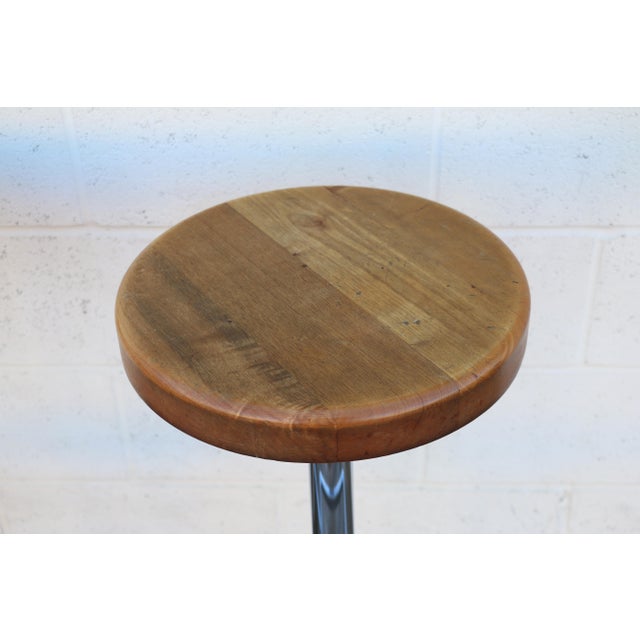 Wood Set of 3 Mid-Century Modern Butcher Block & Chrome Swivel Bar Stools, 1970s For Sale - Image 7 of 18