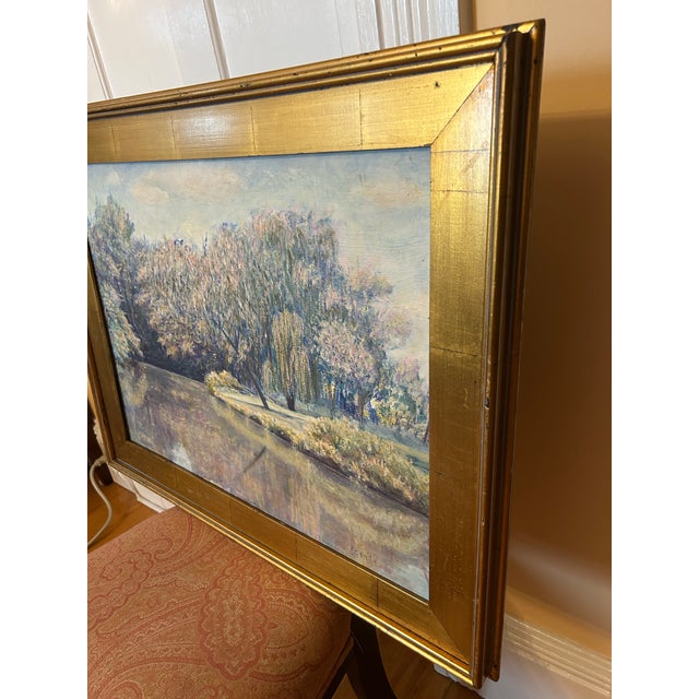 Large Vintage Signed Impressionist Painting For Sale - Image 4 of 10