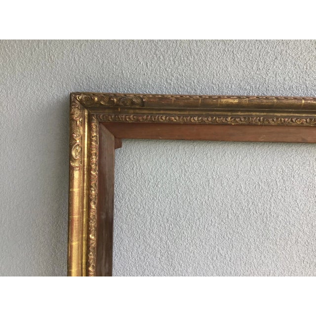 Traditional Large Antique Wood Gilt Picture Frame For Sale - Image 3 of 11