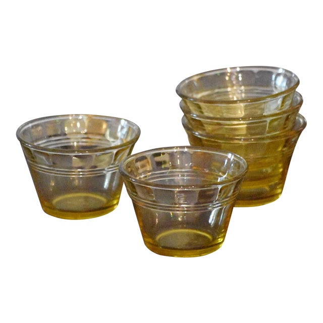 1960s Yellow Amber Glass / Ramekins- Set of 5 For Sale