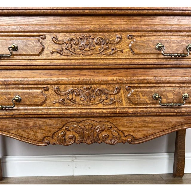 Gold Vintage Louis French Oak Chest of Drawers For Sale - Image 8 of 13