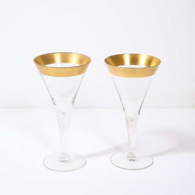 Set of 12 Mid-Century Modernist Gilt Rimmed Water Glasses by Dorothy Thorpe For Sale - Image 15 of 15