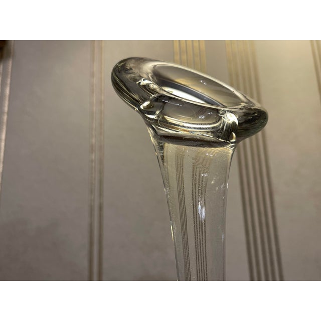 Aseda Glasbruk Vintage Mid-Century Hand Blown Clear Glass Bullicante Bud Vase For Sale - Image 4 of 10