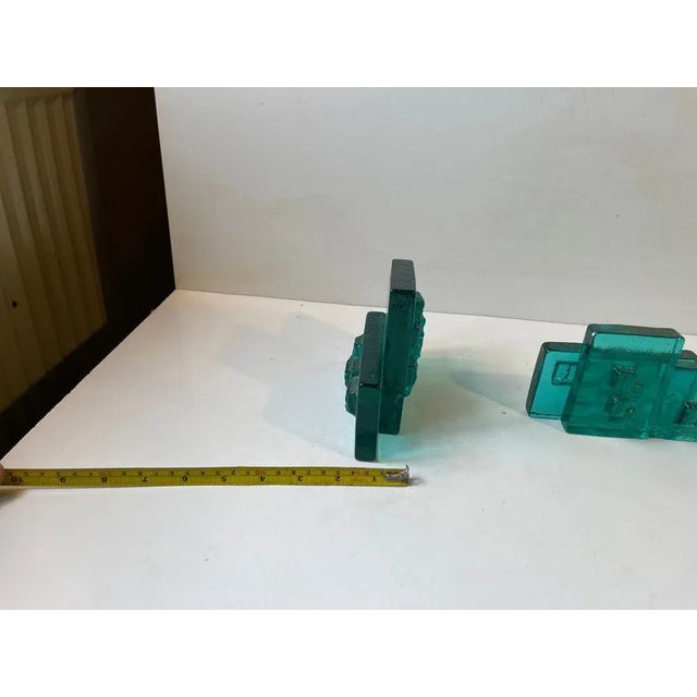 Blue Mid-Century Tea Light Candleholders in Blue Glass, 1970s, Set of 2 For Sale - Image 8 of 9