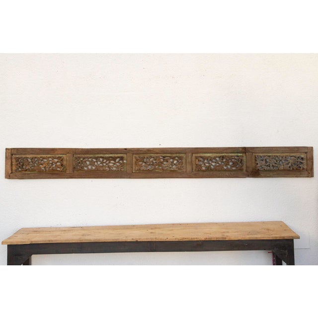 Asian Dragonfly Frieze, Ancient Carved Wood Panel For Sale - Image 3 of 8