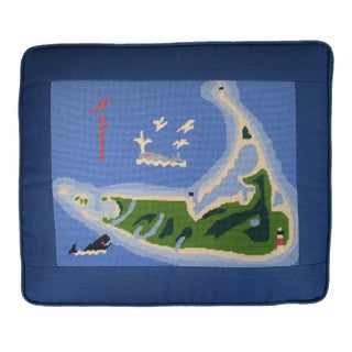 Hand Needlepoint Nantucket Island Pillow For Sale