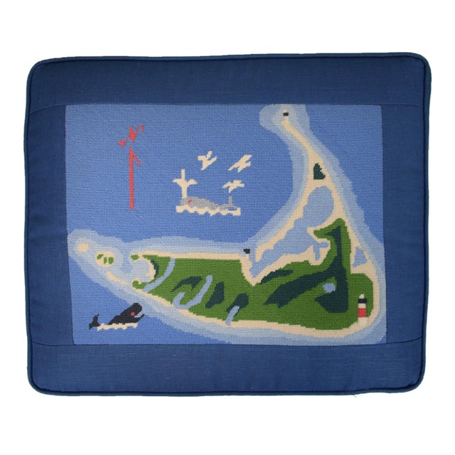 Hand Needlepoint Nantucket Island Pillow For Sale