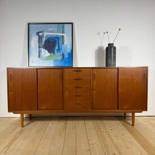 Mid-Century Modern Danish Teak Sideboard with Drawers and Sliding Doors, 1960s For Sale - Image 9 of 9