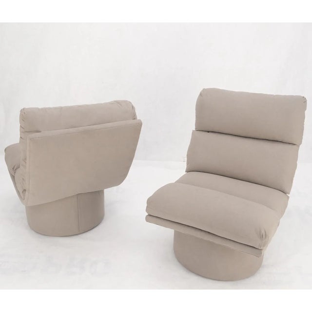Pair new light coffee to grey Alcantera Upholstery scoop lounge chairs SHARP!.