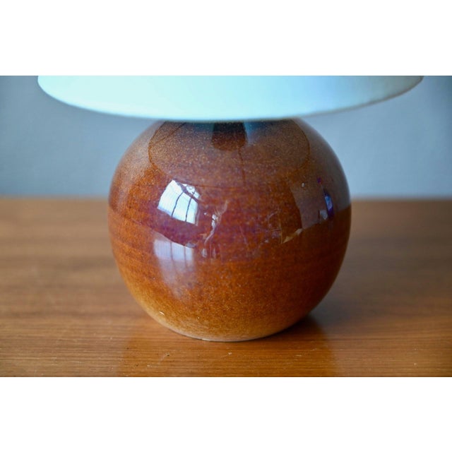 Brutalist Wabi-Sabi Ceramic Table Lamp in Glazed Stoneware from Ateliers Du Genetiel, 1960s For Sale - Image 4 of 8