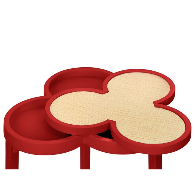 Not Yet Made - Made To Order Matthew Izzo Home Dylan Matte Red Lacquer Flip Top Clover Shaped Drinks Table For Sale - Image 5 of 7