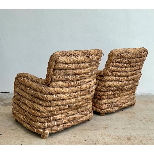 Late 20th Century Vintage Twisted Rush Lounge Chairs After Ralph Lauren For Sale - Image 5 of 12