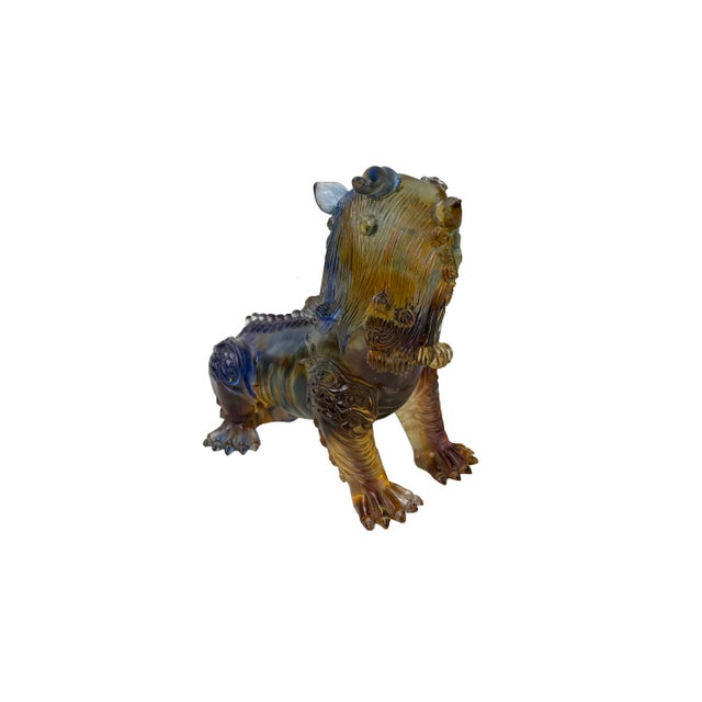 Asian Mixed Color Crystal Glass Mythical Pixiu Fengshui Art Figure For Sale - Image 3 of 10