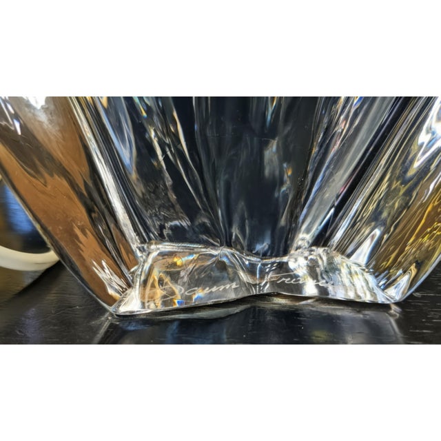 Daum Vintage Mid-Century Modern Daum France Clear Art Glass Table Lamp Base For Sale - Image 4 of 8