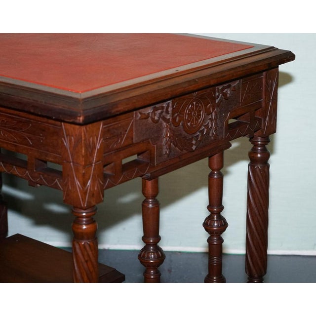 Late 19th Century Continental Carved Walnut Writing Table with Leather Inlay Top For Sale - Image 17 of 18