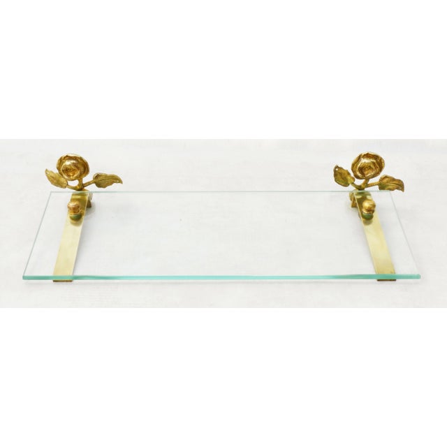 Metal French Rose Flower Bathroom Accessories in Bronze and Brass, 1950s, Set of 5 For Sale - Image 7 of 14