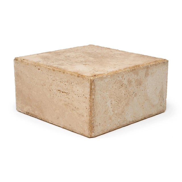Contemporary Low Travertine Pedestal For Sale - Image 3 of 6