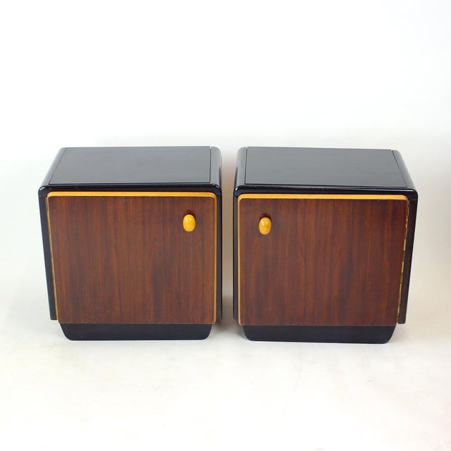Mid-Century Bedside Tables with Glass Tops, Former Czechoslovakia, 1960s, Set of 2 For Sale - Image 12 of 12