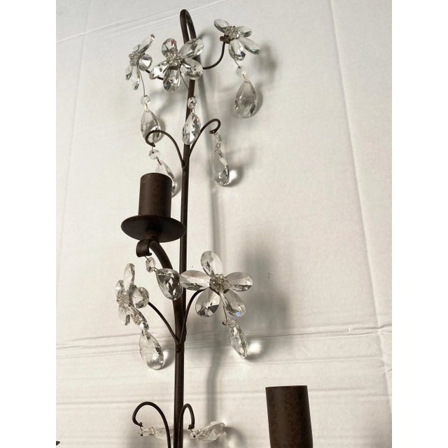 Metal Contemporary Rush and Crystal Flowers Wall Lamp For Sale - Image 7 of 9