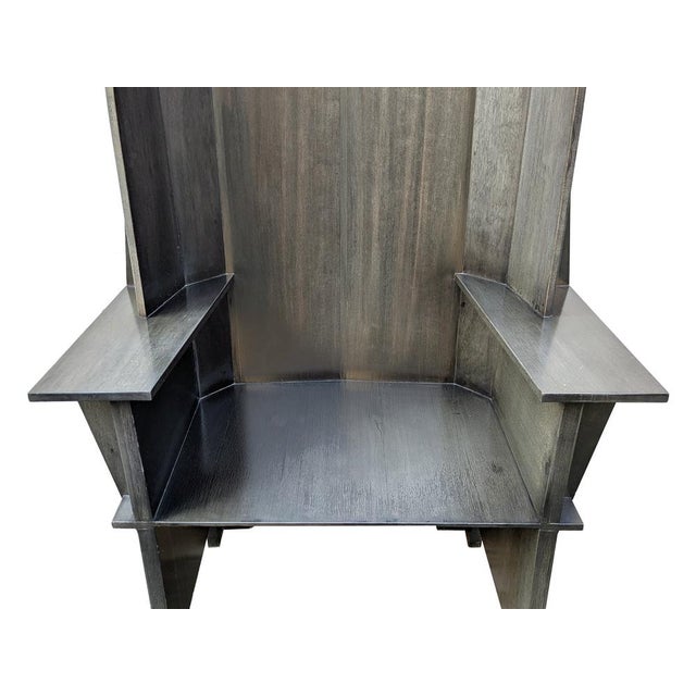 Large Sculptural Matrix Throne Armchair in Grey Wood by Adriano e Paolo Suman for Giorgetti, 1984 For Sale - Image 4 of 13