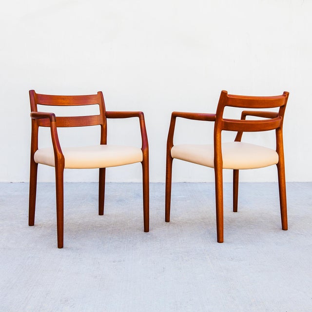 1970s Restored Niels Moller Model 67 Danish Modern Dining Chairs in Teak & Leather For Sale - Image 9 of 18