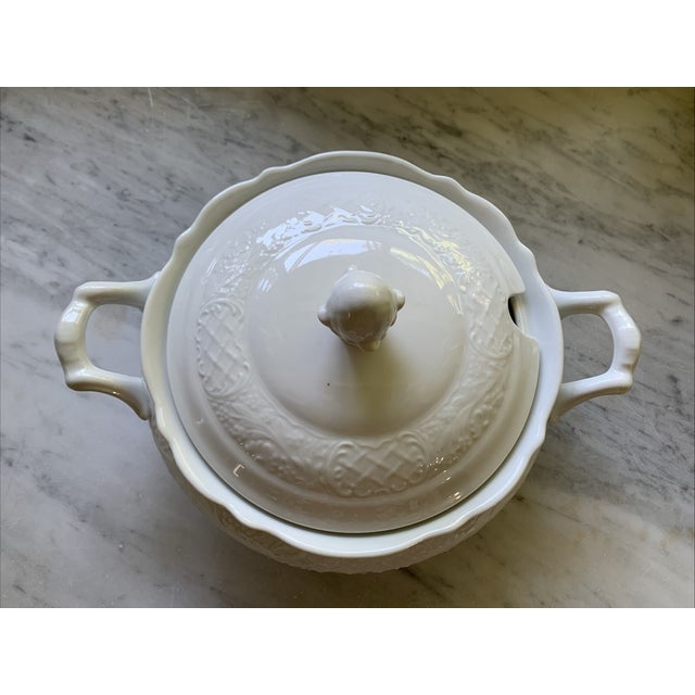Shabby Chic Vintage Schumann Arzberg Bavaria Porcelain Covered Serving Bowl Tureen For Sale - Image 3 of 12