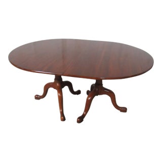 1980s Cherry Henkel Harris Oval Dining Room Table Four Leaves For Sale