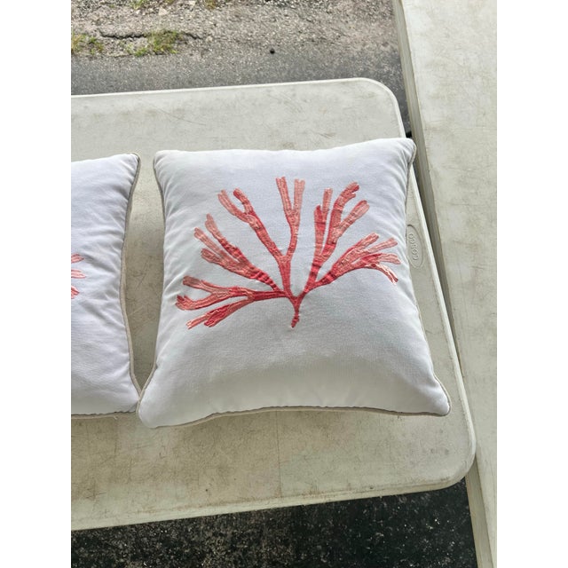 Boho Chic Coastal Coral Branch Accent Pillow For Sale - Image 3 of 4