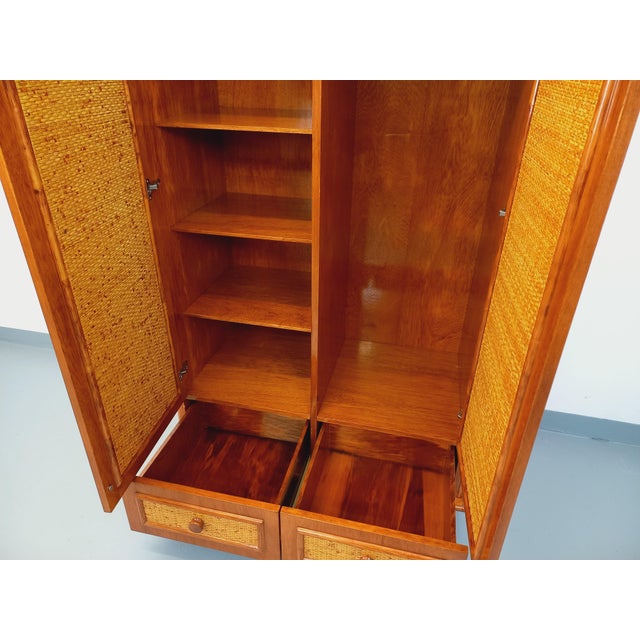 Vintage Maugrion Wardrobe in Woven Rattan and Wood from Roche Bobois, 1970s For Sale - Image 16 of 17