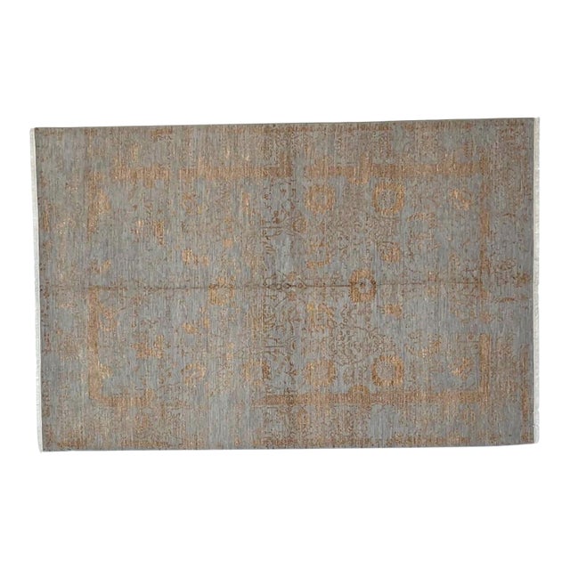 Silk and Wool Modern Style Rug , 6'2" X 9'2" For Sale