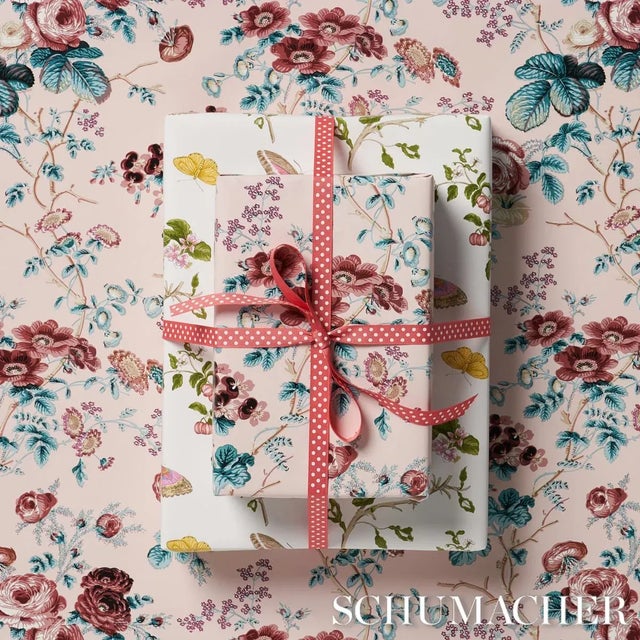 Schumacher Schumacher Salisbury Wrapping Paper in Rose For Sale - Image 4 of 4