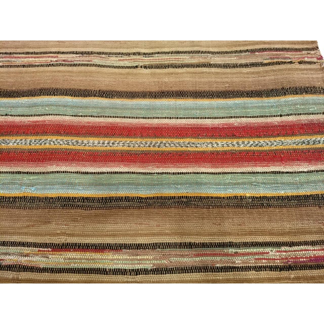 Antique American Amish Rag Runner, Handwoven Wool & Cotton, Stripe Pattern, 3x15 For Sale - Image 13 of 16