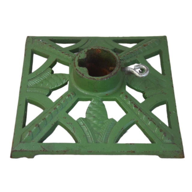 Mid 20th Century Vintage Cast Iron Green European Christmas Tree Stand For Sale - Image 5 of 5
