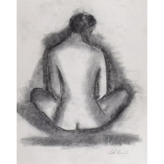Figurative Large Vintage Modernist Female Nude Charcoal Figure Study Drawing C.1985 For Sale - Image 3 of 7