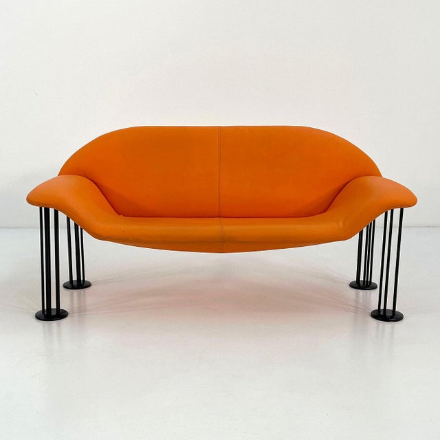 Orange Sofa by Burkhard Vogtherr for Hain & Tohme, 1980s, in Good conditions. Designed 1980 to 1989 I have official proof...
